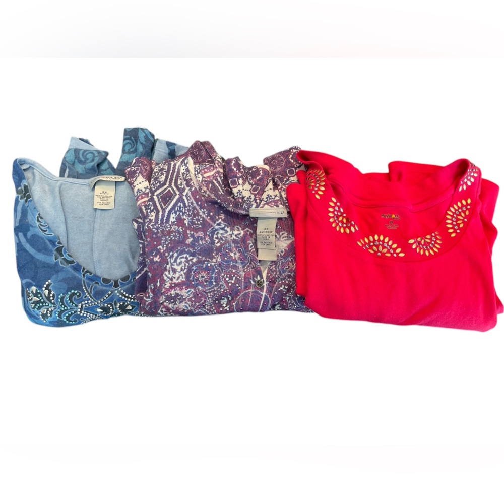 Catherines/ Style & Co 2x Women's Tops - Red, Blue, Purple Collection